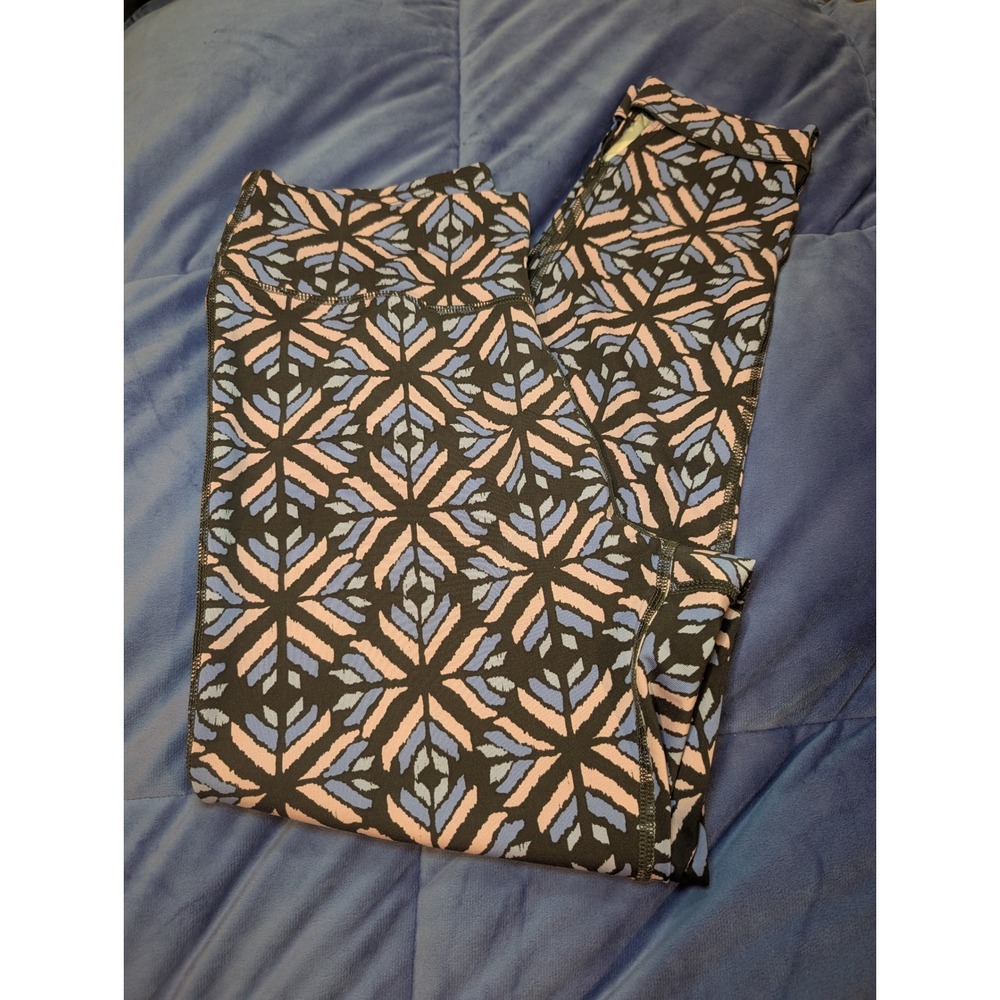 Aerie Leggings Womens M 7/8 Blue Pink Geometric High Rise Athletic